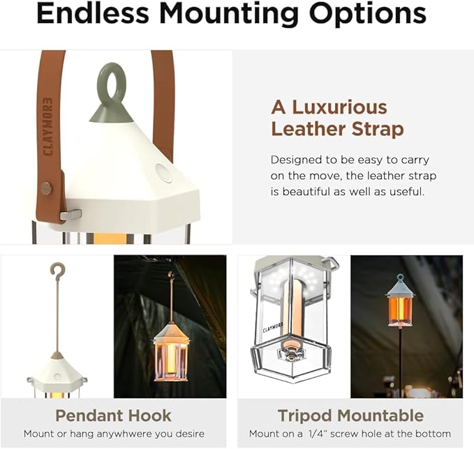 CLAYMORE Cabin Lamp (Ivory) - Aesthetic Portable Lantern for Outdoor Glamping, Camping, Events
