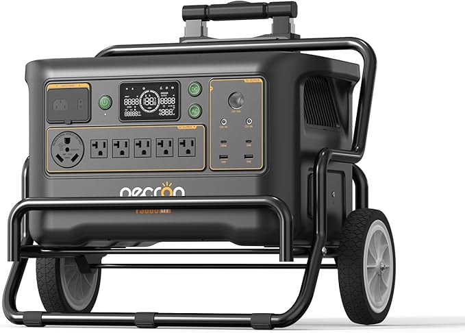 Pecron Portable Power Station F3000LFP with Cart Kit, 3072Wh Solar Camping Generator, 3600W Solar