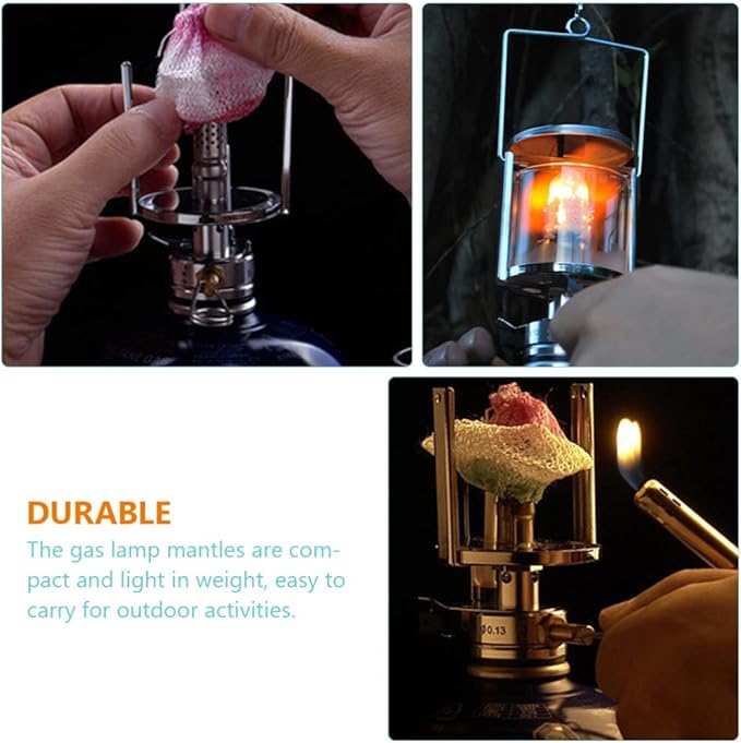 Sewroro Outdoor Lantern 12pcs Propane Lantern Mantles Gas Lamp Mantles Camping Hiking Kerosene Lamp