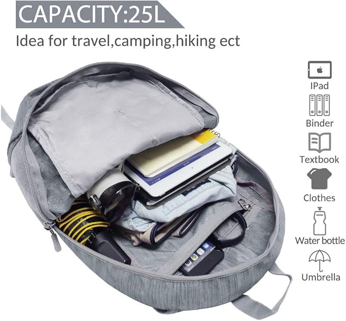 ZOMAKE 25L Ultra Lightweight Packable Backpack, Foldable Hiking Backpacks Water Resistant Small
