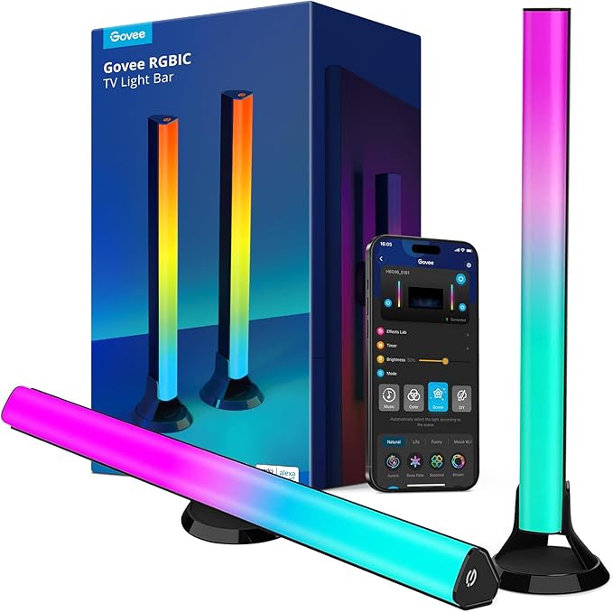 Govee RGBIC Light Bars, 15 Inches WiFi TV Backlight Suitable for 45-70 inch TVs, Smart Light Bars
