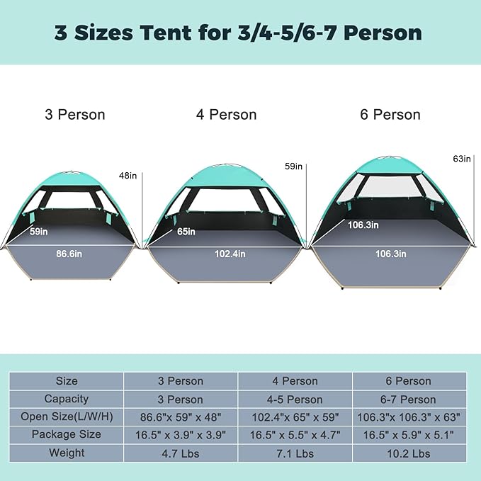 Gorich Beach Tent Sun Shelter for 3/4-5/6-7/8-10 Person with UPF 50ï¼?UV Protection, Lightweight &