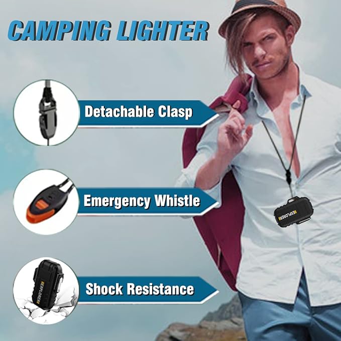 Torch Lighter, 2 Pack Butane Windproof Outdoor Gas With Adjustable Jet Flame, for Fireplace
