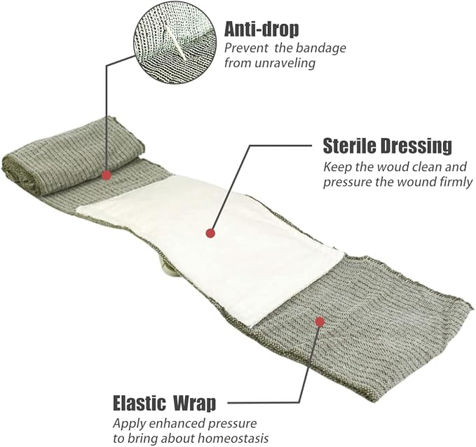 RHINO RESCUE 6" Israeli Style Emergency Bandage, Compression Trauma Wound Dressing, Medical Sterile