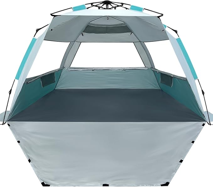 WhiteFang Deluxe Pop Up Beach Tent Sun Shade Shelter for 3-4/5-6 Person, UV Protection, Extendable