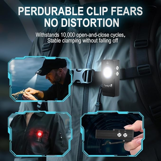 Rechargeable Clip-on Light EDC Flashlight, 550 Lumens Small Keychain Flashlight, Combines