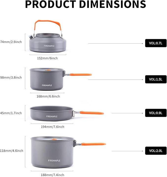 Fire-Maple Feast 4 Piece Camping Cookware Cookware Cookware Kit Outdoor Cookware Set with Pots