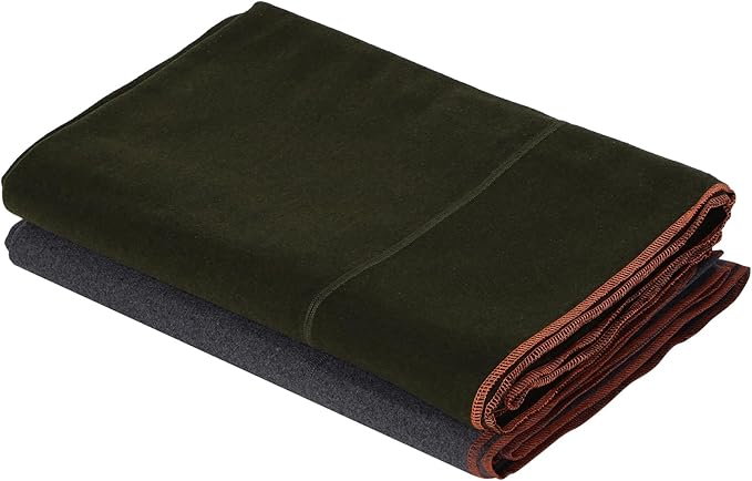 Peryiter 2 Pcs Military Wool Blanket Large 64" x 88" Camping Blanket Survival 3.3 Lbs Each Thick