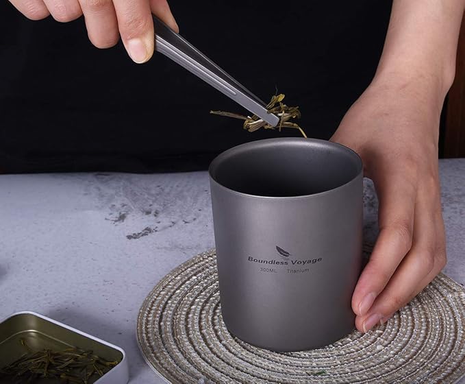 Boundless Voyage 3 in 1 Double Walled Titanium Cup Heat Resistant Mini Tea Drink Cup Outdoor