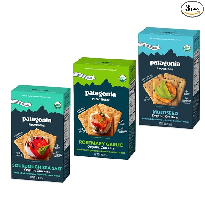 Patagonia Provisions Cracker Variety Pack – 3g Plant Protein Per Serving – Made with Wheat Flour &