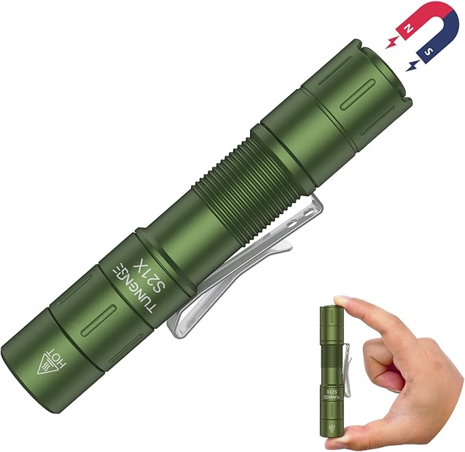 S21X Mini EDC Flashlight Rechargeable with Clip, 880 Lumens Super Bright AA Pocket Flashlight