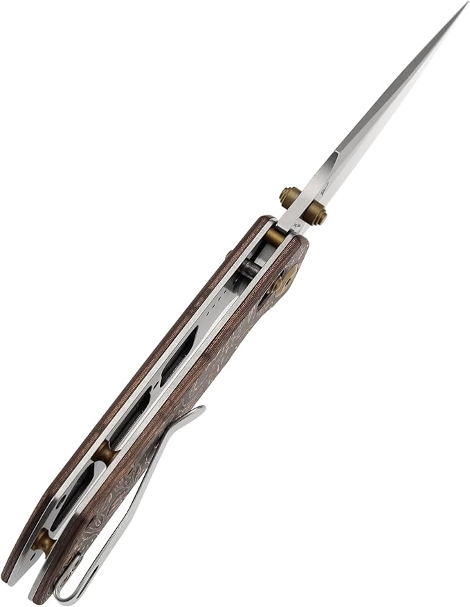 KANSEPT Fenrir Pocket Knife,3.48'' Stonewashed CPM S35VN Harpoon Sharp Blade,Copper Carbon Fiber