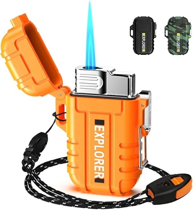 Torch Lighter, Refillable Butane Lighter, Windproof Outdoor Gas Lighter Adjustable Jet Flame