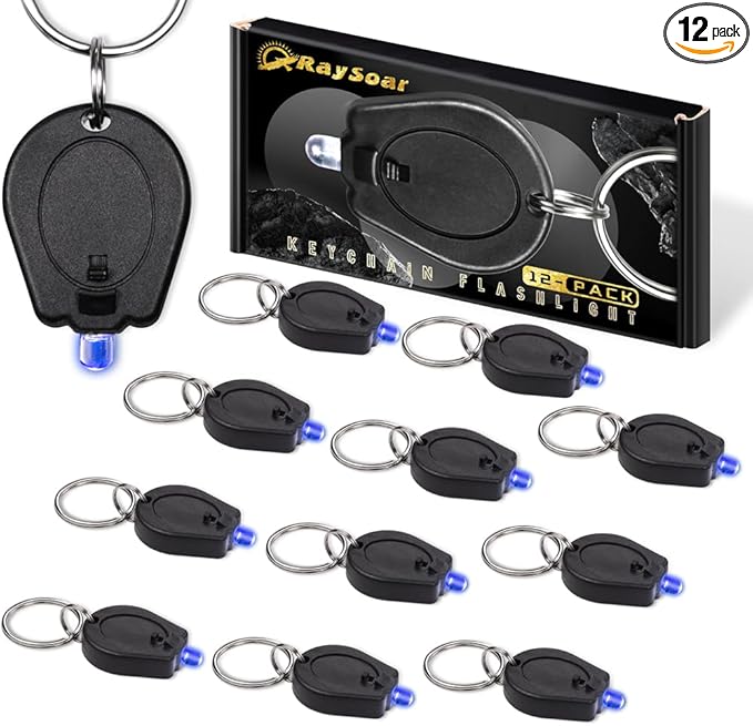 12 Pack Ultra Bright Blue Light Keychain Flashlight, Mini Blue LED Key Chain Flashlight for Night