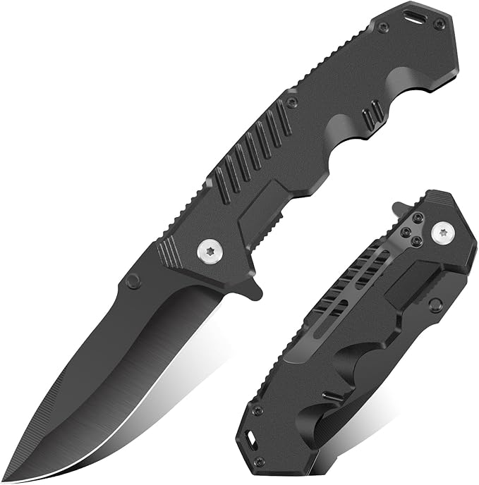 Tactical Folding Knife, 4.3 Inch, EDC Outdoor Camping, Security Lock, Pocket Clip (1)