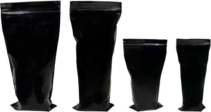 PABCK 100 Pieces Black Reclosable Zip Bags 5.1mil Thickness Poly Plastic Packaging Resealable