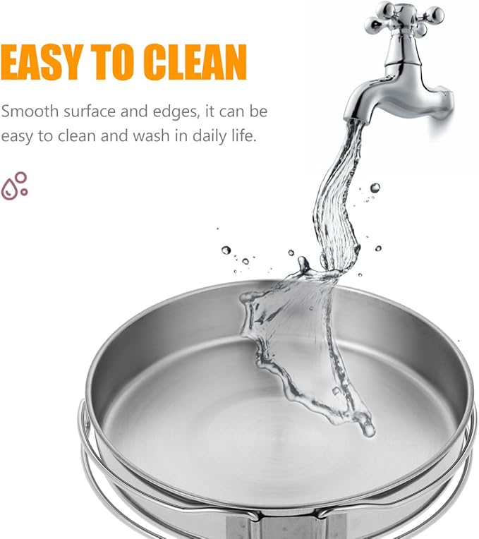 Stainless Steel Camping Frying Pan, 5.82x5.82x1.18inch Portable Outdoor Cooking Pot with Handle