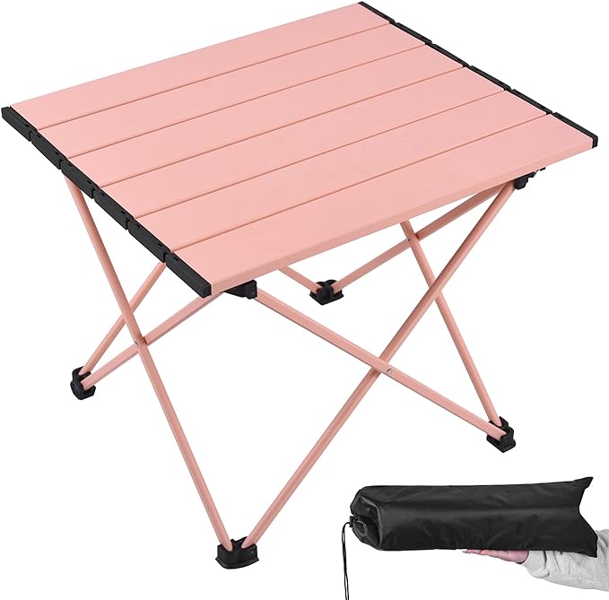 Grope Portable Camping Table with Aluminum Table Top, Folding Beach Table Easy to Carry, Prefect