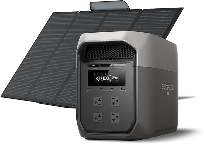EF ECOFLOW Portable Power Station DELTA 3 MAX with 400W Bifacial Solar Panel, 3400W X-Boost Output