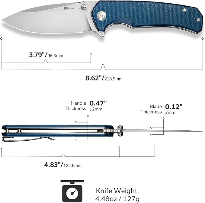 SENCUT Skarnax Pocket Knife for Men, Folding Knife with 3.79" 9Cr18MoV Blade & Micarta Handle