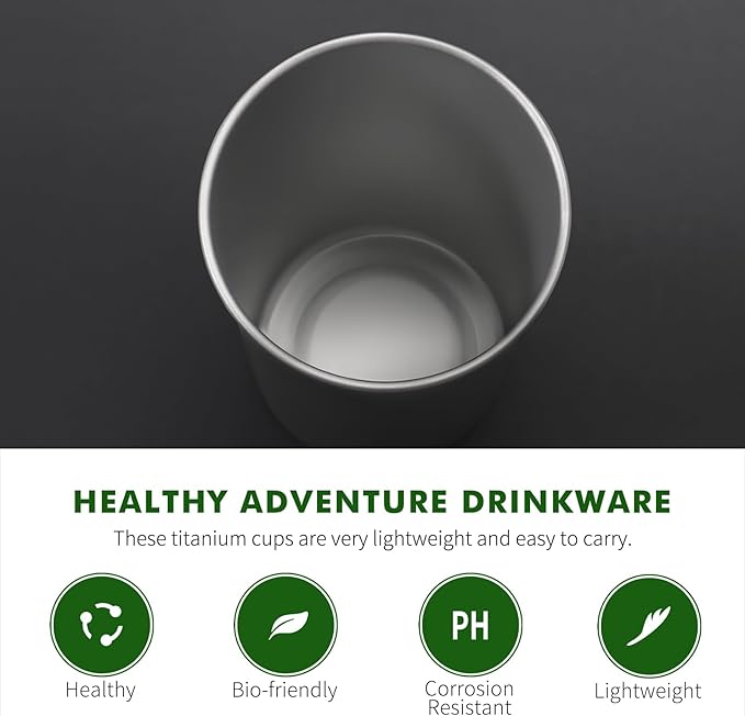 Titanium Pint Cup 300ml/10oz, Stackable Premium Metal Drinking Cups, Reusable Beer Juice Cup