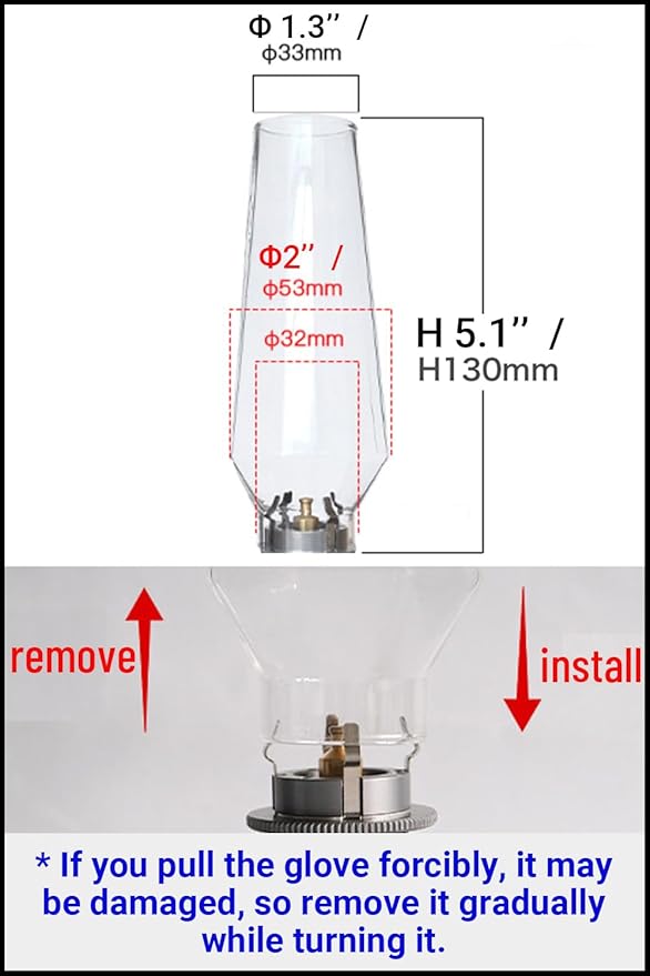 CAMPINGMOON 1 1/4 Inch Camping Gas Latern Globe Hoya Lamp Replacement Globe Clear Glass 5 1/8 Inch