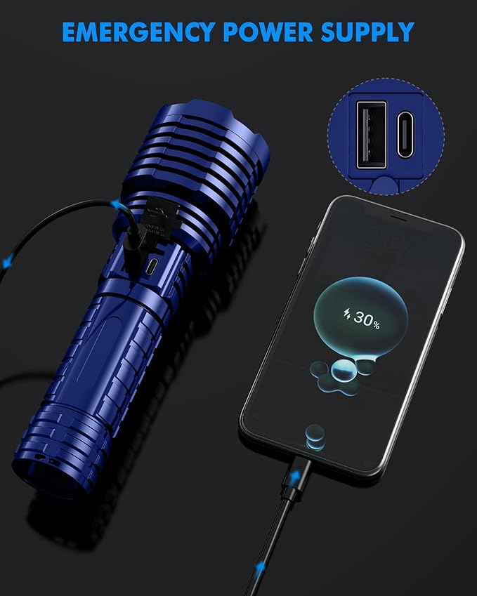 Super Bright Rechargeable LED Flashlights, 5000.000 True High Lumens, Powerful Tactical Flashlight
