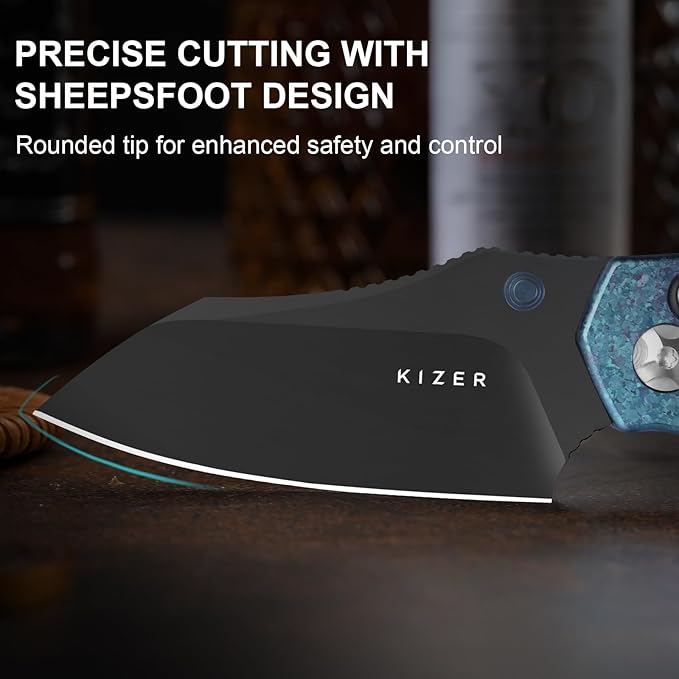 Kizer Mini Bulldog Pocket Knife, 2.5??S45VN Sheepsfoot Blade Folding Knife with DCL Coating
