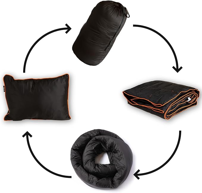 Ripstop Outdoor Camping Pillow 3-in-1, Versatile Lightweight Nylon Waterproof Stadium Blanket