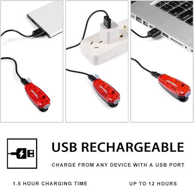 USB Rechargeable LED Safety Lights (2 Pack) - Clip on Strobe Running Lights for Runners