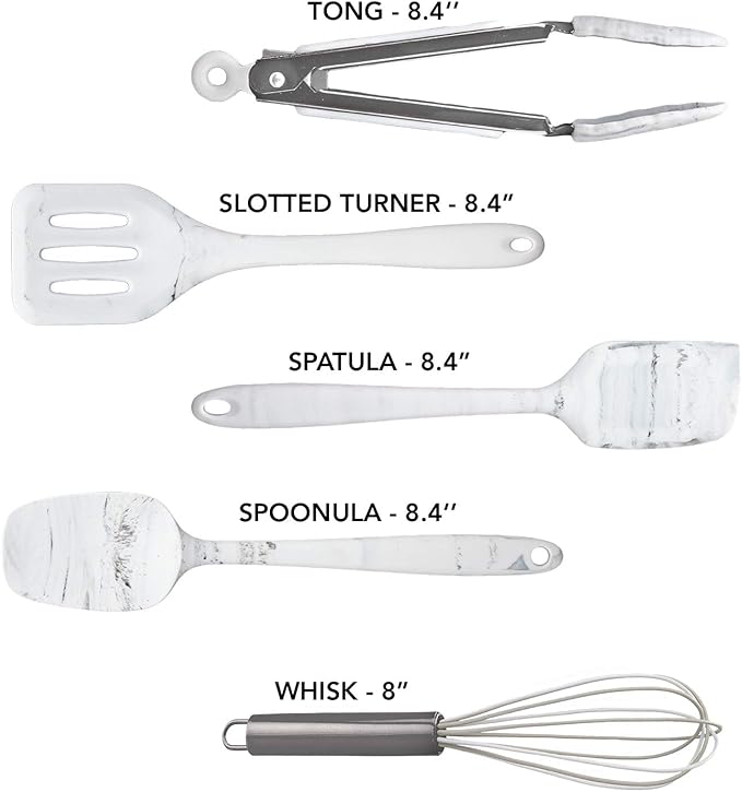 COOK WITH COLOR Silicone Cooking Utensils, Kitchen Utensil Set, Easy to Clean Silicone Kitchen