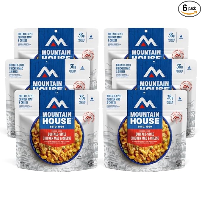 Mountain House BuffaloStyle Chicken Mac & Cheese FreezeDried Food for Camping, 12 Servings, 30Year