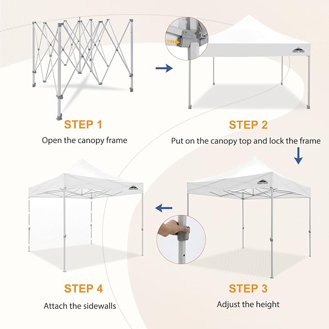 EAGLE PEAK 10x10 Heavy Duty Pop up Commercial Canopy Tent with One Removable Sidewall, Instant Sun
