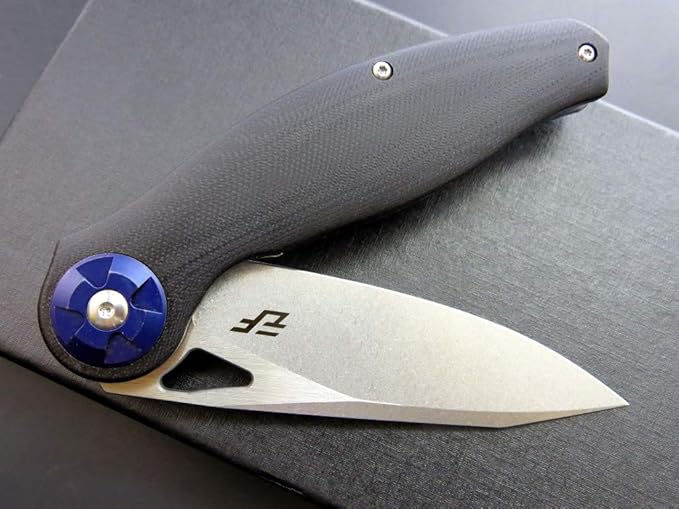 Eafengrow EF76 Folding Knife for Camping EDC Pocket Knife with G10 Handle & D2 Stone-washed Blade