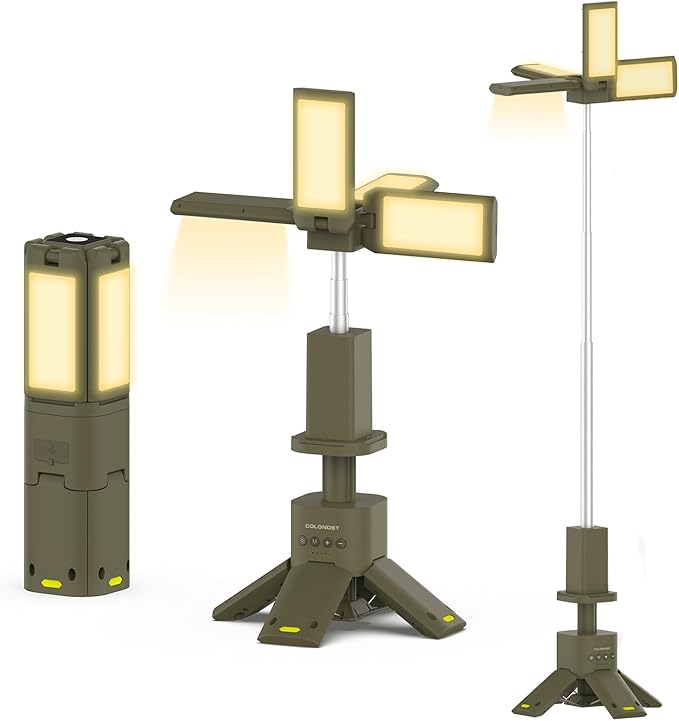 Wireless Magnetic Camping Light with Telescoping Pole (285-1100mm) - 3 Mode Dimmable LED, 14000mAh