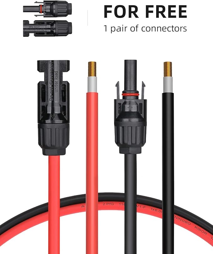 BougeRV 40 Feet 10AWG Solar Extension Cable with Female and Male Connector with Extra Pair of