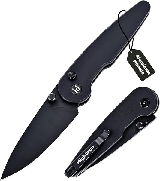 Hightron Birdidi Folding Pocket Knife, 2.91" D2 Blade Aluminum Handle with Deep-Carry Clip, Sharp