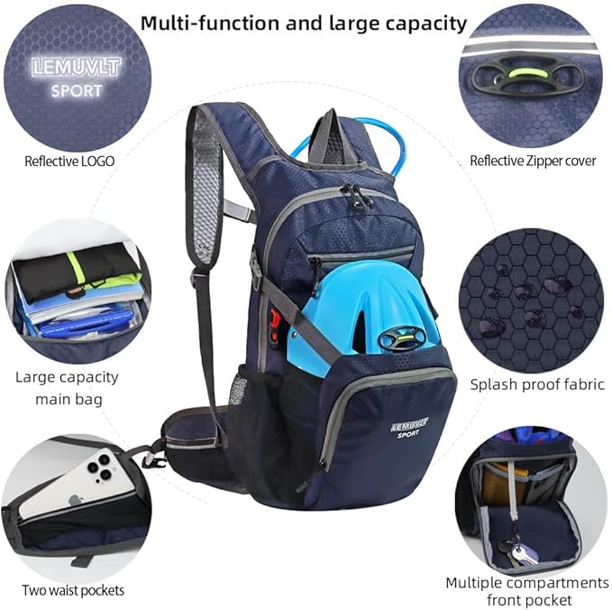 Hiking Daypack Waterproof Biking Backpack 15L Lightweight Durable Backpack for Ski Snowboarding