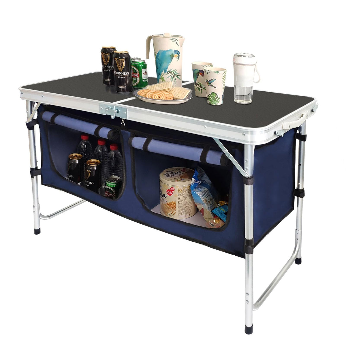 CampLand Outdoor Folding CampingTable with Aluminum Lightweight Height Adjustable with Storage