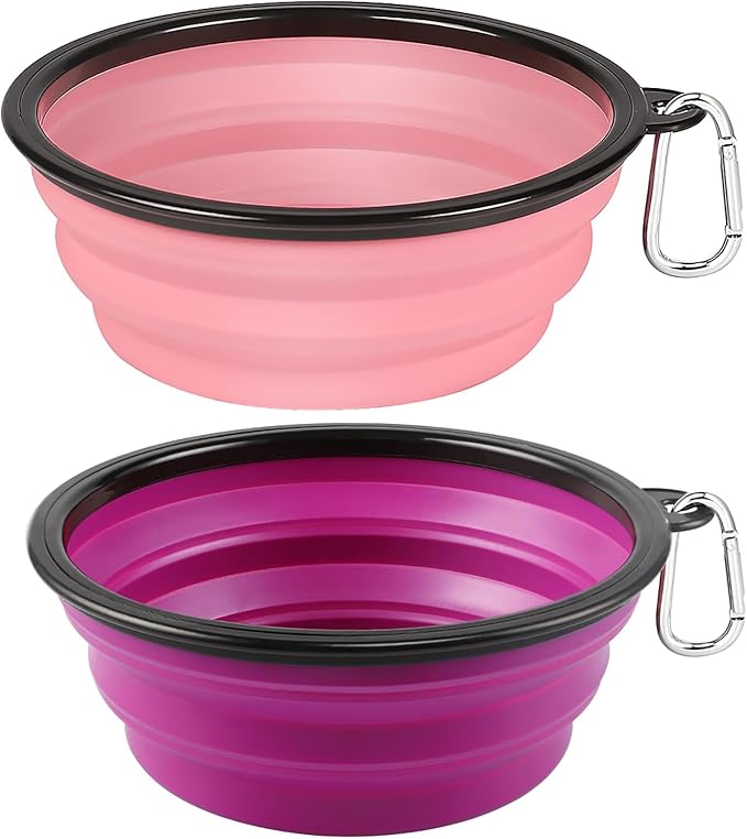 Kytely Large Collapsible Dog Bowls 2 Pack, 34oz Foldable Dog Travel Bowl, Portable Pet Water Food