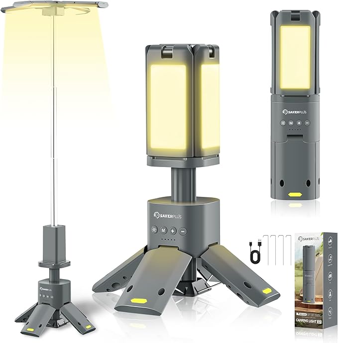 Portable Camping Light, 14000mAh Telescopic Camping Lantern with Rechargeable Power Supply