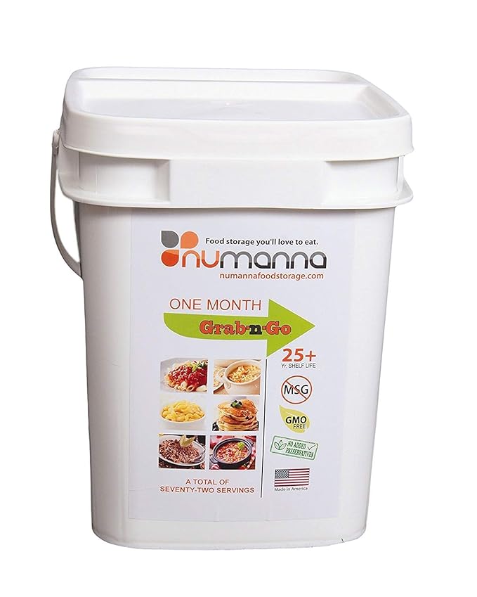 Numanna Grab-n-Go Bucket ??80 Servings, 12 lbs | Freeze-Dried Premade Meals | Ready-to-Eat