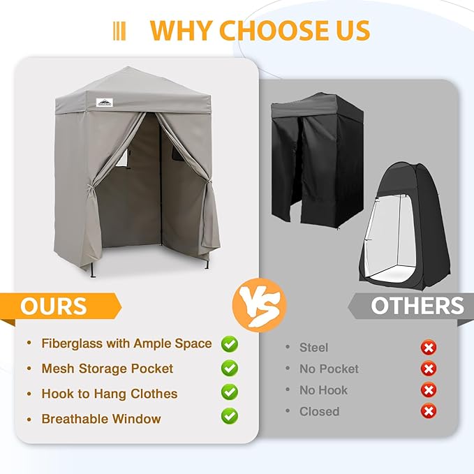 EAGLE PEAK Flex Ultra Compact 5x5 Pop-up Canopy, Sun Shelter, Changing Room, Portable Privacy