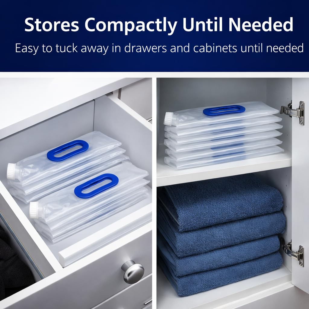 WaterStorageCube Premium Collapsible Water Container Bags 1.3 Gal (10-Pack)