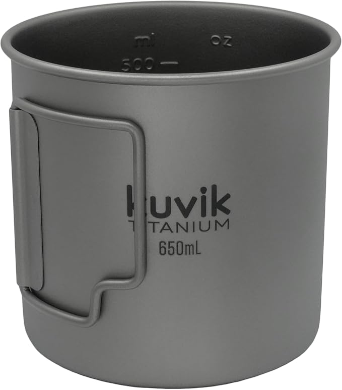Kuvik Titanium Pot with Lid 650ml (22 oz) - Ultralight and Compact Pot for Backpacking, Camping
