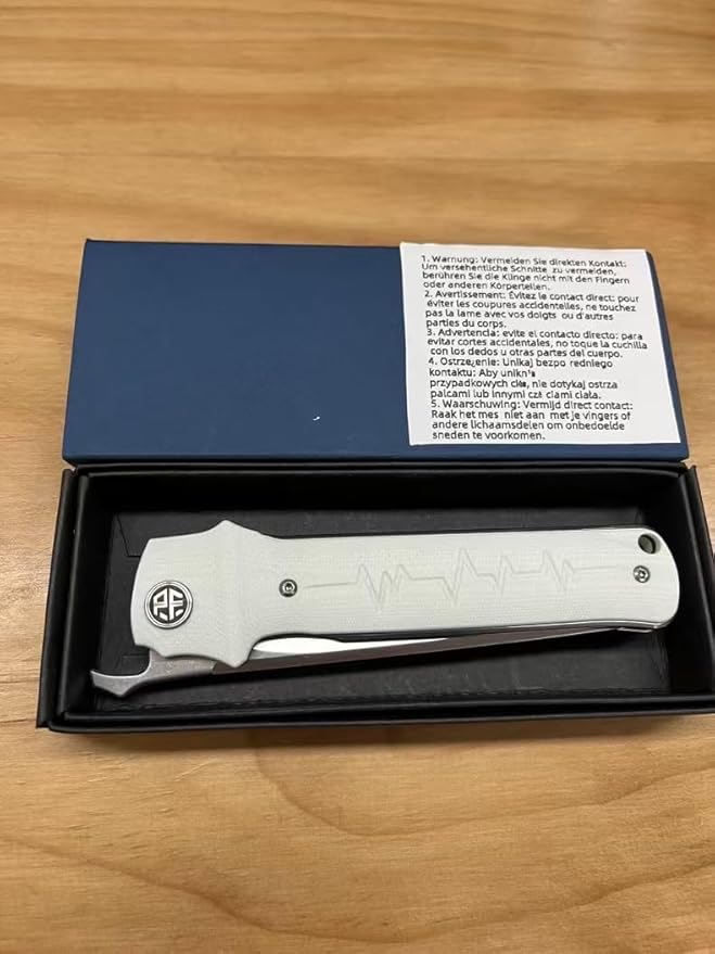 Petrified fish PFB04 Tena Folding Knife, 3.82" D2 Steel Satin Blade G10 Handle Pocket Folding knife