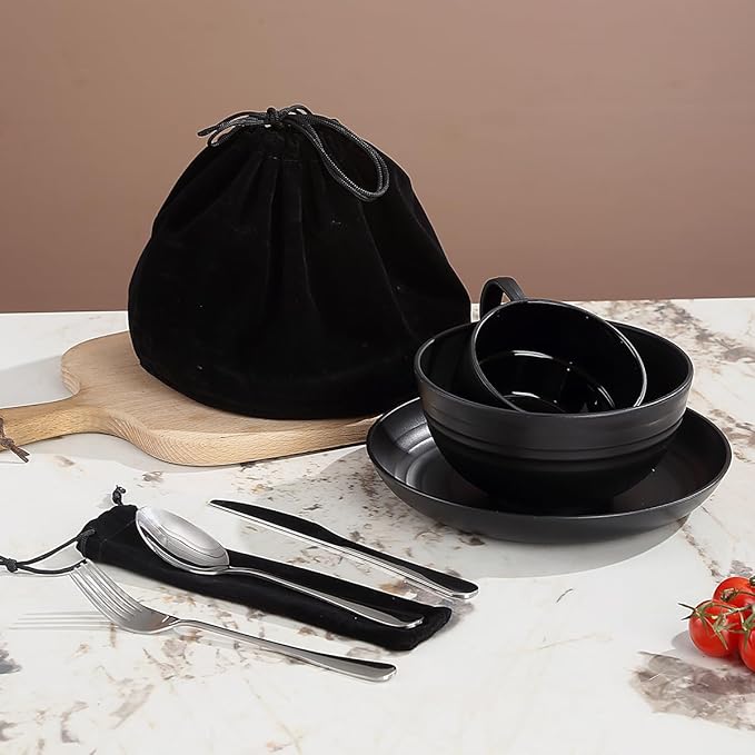 Berglander Camping Mess Kits, Silverware Set Spoons Forks Knives, Camping Essentials Gear