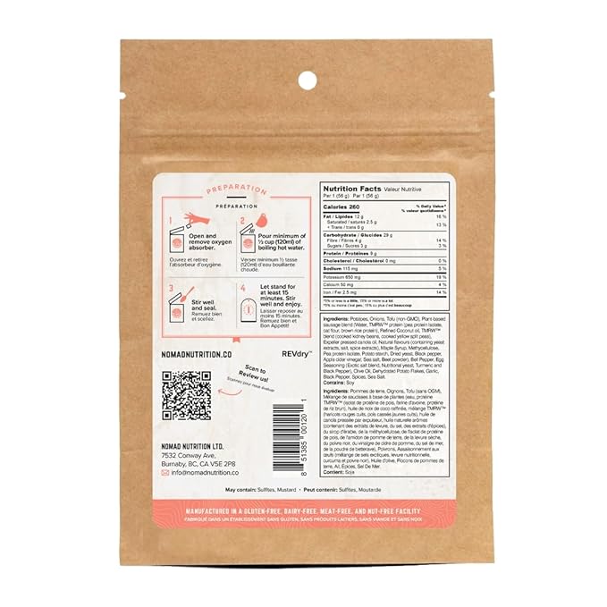 Nomad Nutrition Southwest Breakfast Skillet | Instant Freeze Dried Backpacking & Camping Food |