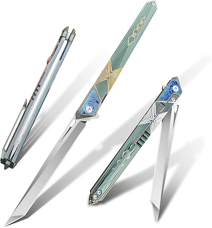Folding Pocket Knife M390 steel folding knife with Front Flipper Opener,TC4 titanium handle with