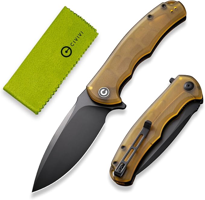 CIVIVI Praxis Pocket Folding Knife - Modern Aesthetics Ultem Handle, 3.75" Sharp Blade, Deep Carry